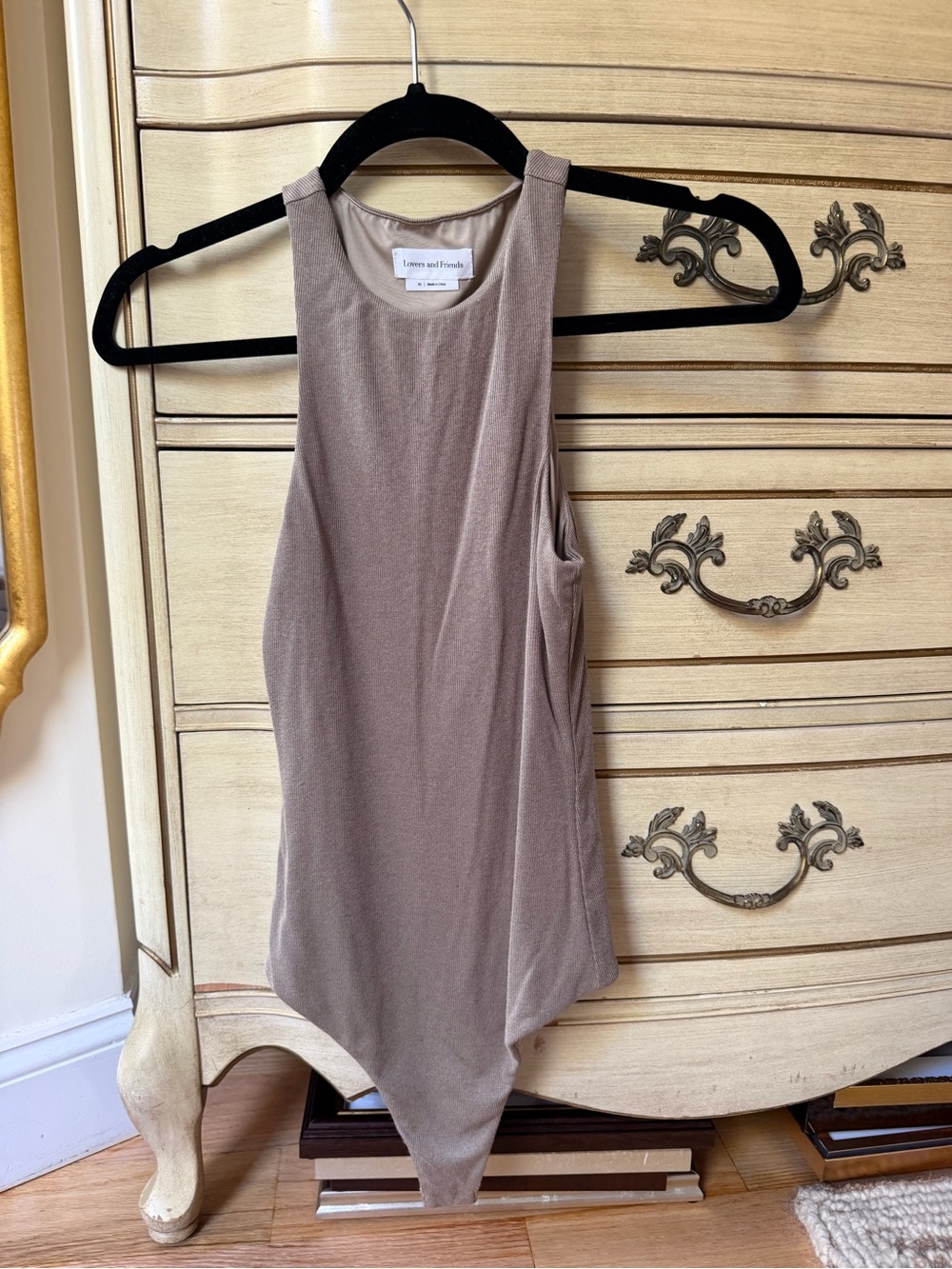 Lovers + Friends Taupe High-Neck Sleeveless Bodysuit